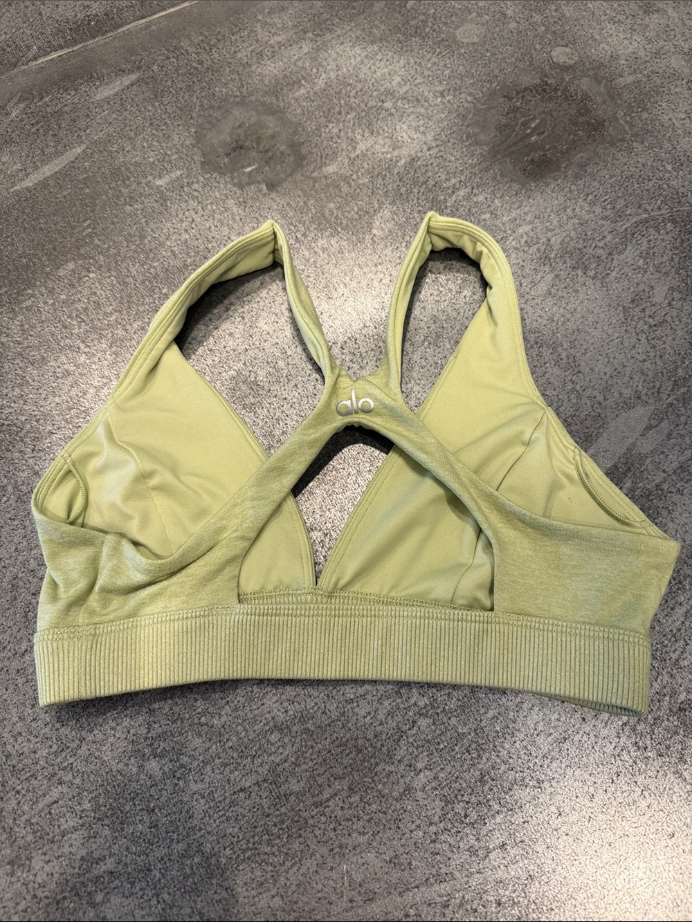 ALO Yoga Light Green Crisscross Back Sports Bra